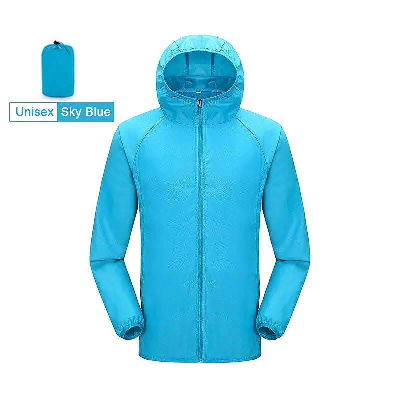 Unisex Hiking Jacket Waterproof Quick Dry Camping Windbreaker Trekking Fishing Rain Coat Outdoor Anti UV Clothes