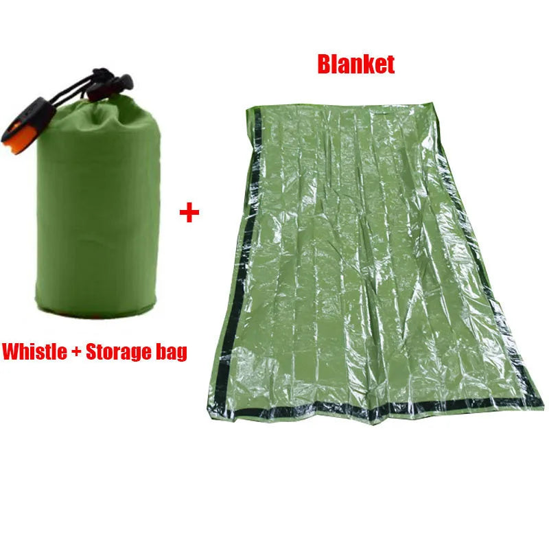 Portable Waterproof Emergency Survival Sleeping Bag Hiking Camping Gear Thermal Bivy Sack First Aid Rescue Kit Mylar Blanket