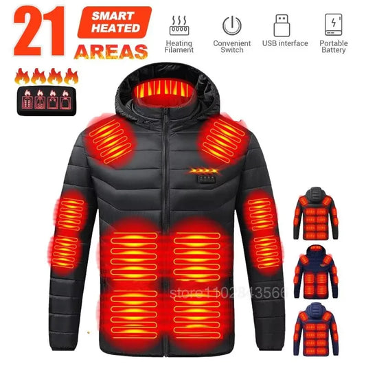 Unisex Heated Jacket USB Electric Heated Coat Hunting Hiking Camping Outdoor Skiing Heating Jacket Camping Heated Clothing