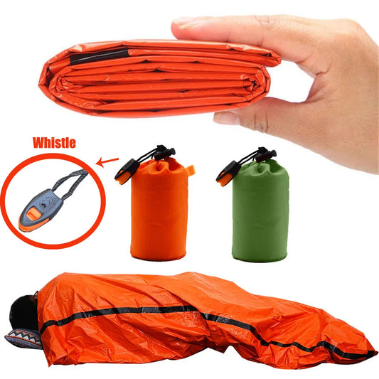 Portable Waterproof Emergency Survival Sleeping Bag Hiking Camping Gear Thermal Bivy Sack First Aid Rescue Kit Mylar Blanket