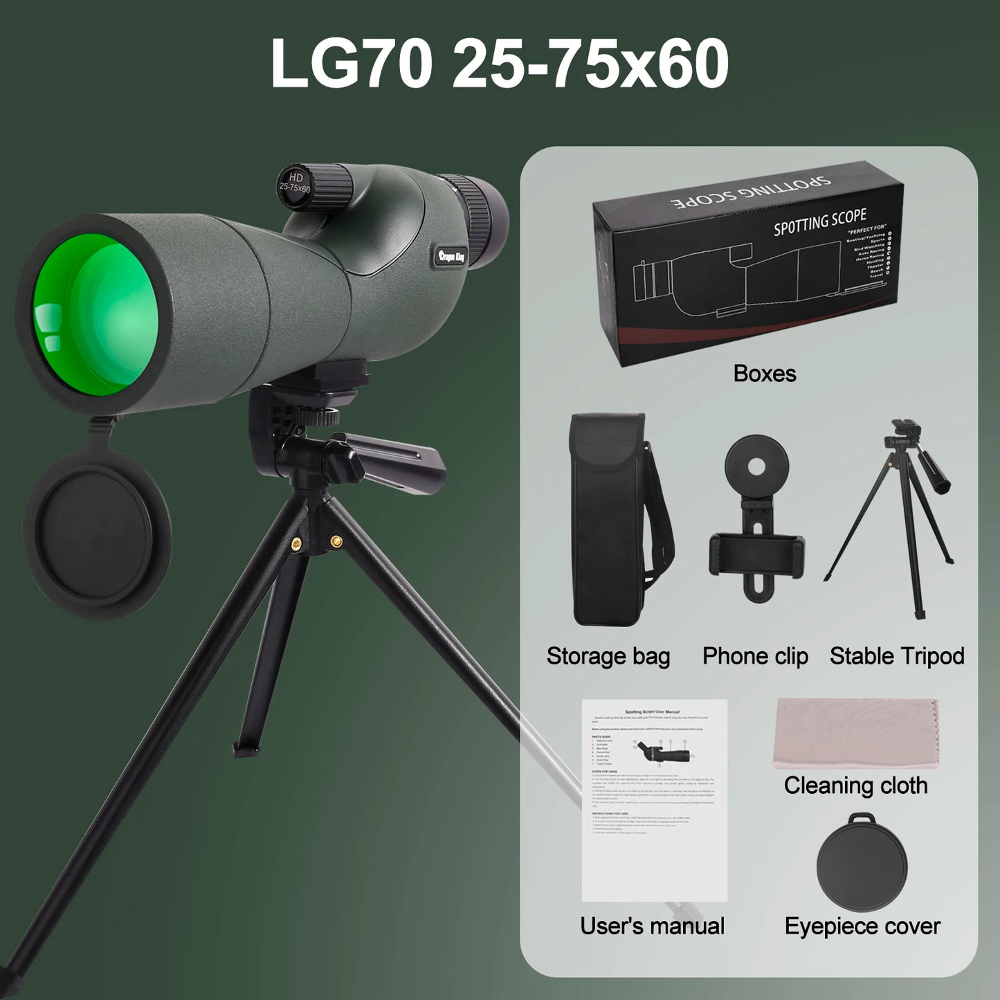 High Quality 75x60 Spotting Scope For Bird Watching Target Shotting With Tripod