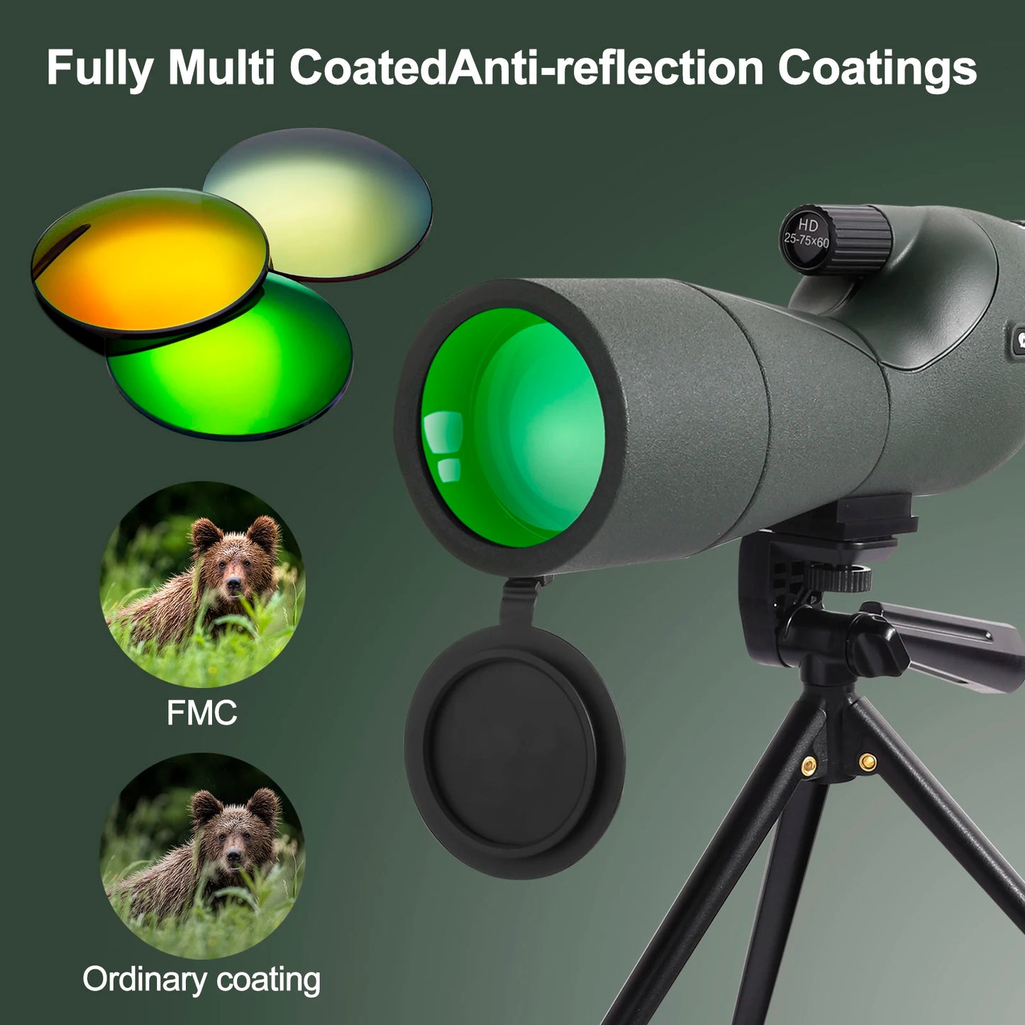 High Quality 75x60 Spotting Scope For Bird Watching Target Shotting With Tripod