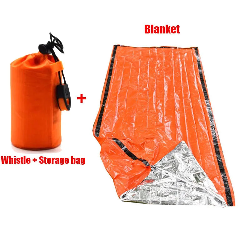 Portable Waterproof Emergency Survival Sleeping Bag Hiking Camping Gear Thermal Bivy Sack First Aid Rescue Kit Mylar Blanket