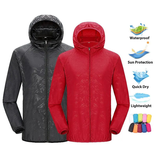 Unisex Hiking Jacket Waterproof Quick Dry Camping Windbreaker Trekking Fishing Rain Coat Outdoor Anti UV Clothes