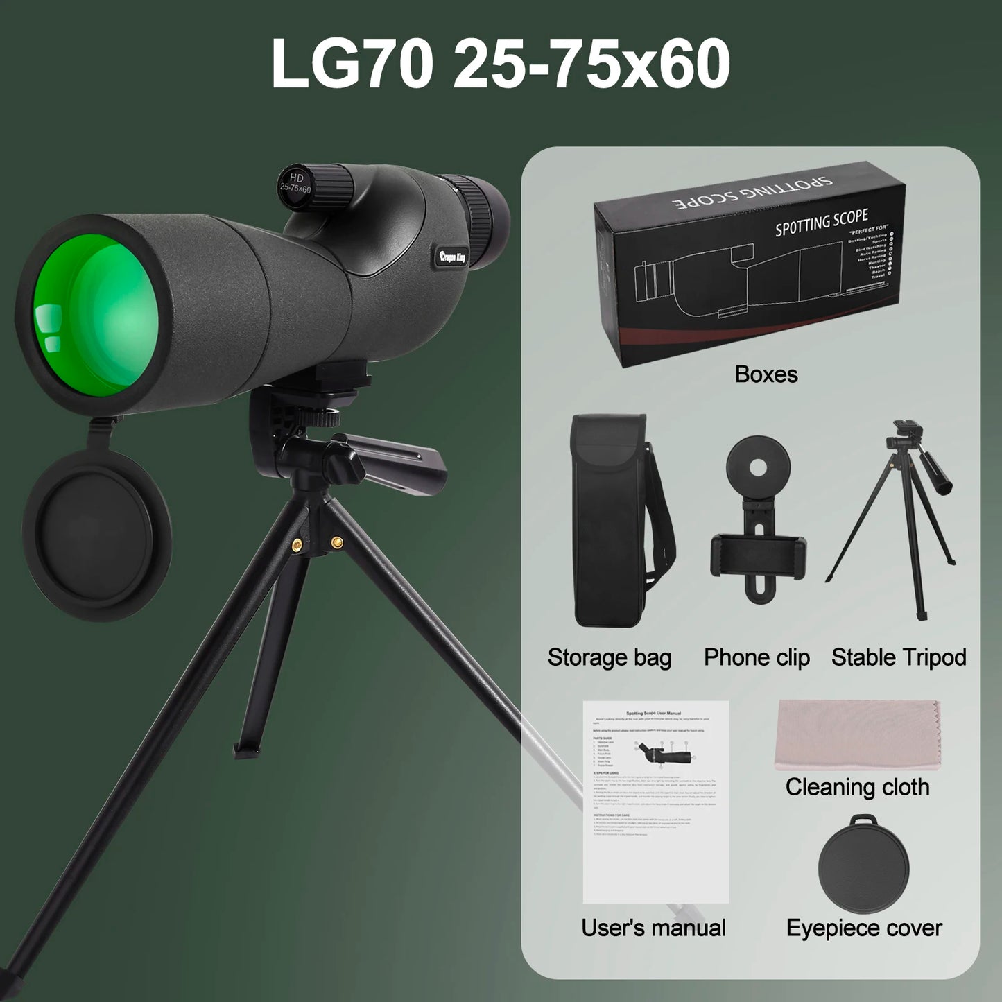 High Quality 75x60 Spotting Scope For Bird Watching Target Shotting With Tripod