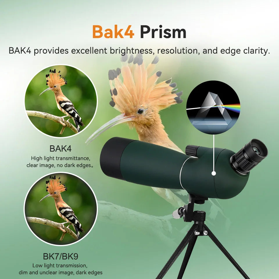 SVBONY 50/60/70/80 Spotting Scope Waterproof Long Range PORRO Prism for Bird Watching