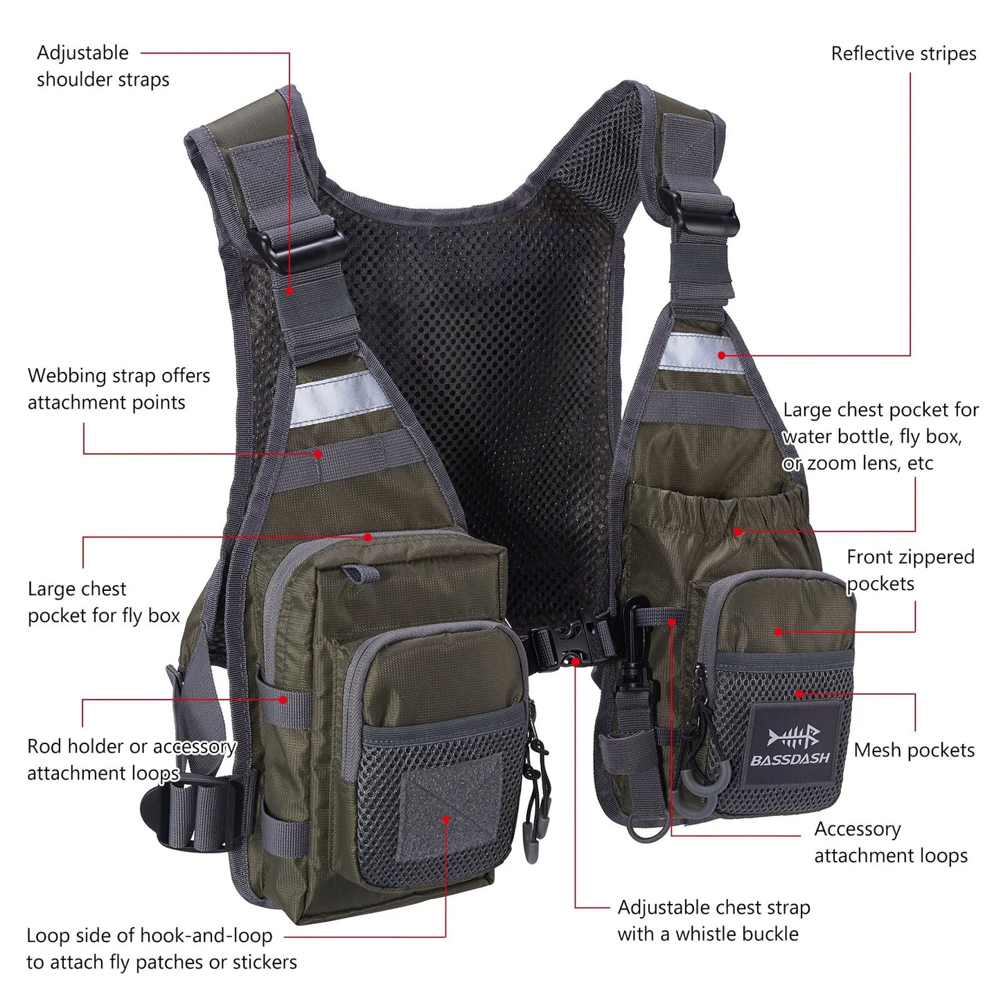 Ultra Lightweight  Vest for Men and Women Portable Chest Pack One Size Fits Most